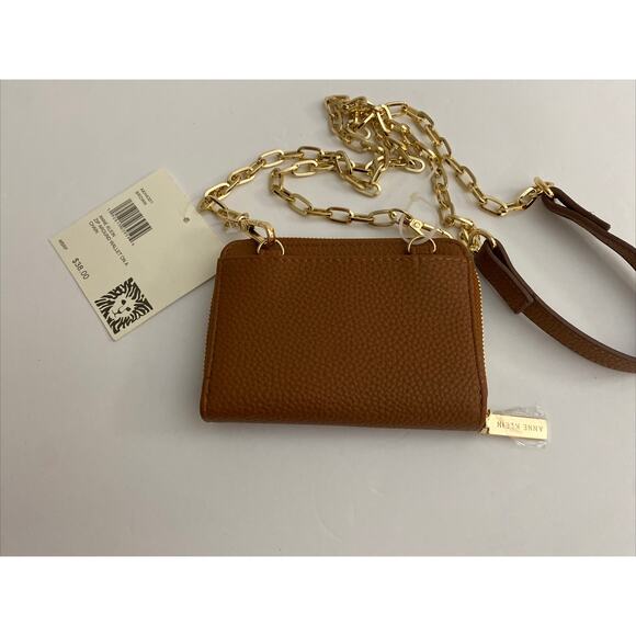 Anne Klein Zip Around Wallet On A Chain, Brown With Gold Accents, NWT - Picture 3 of 5